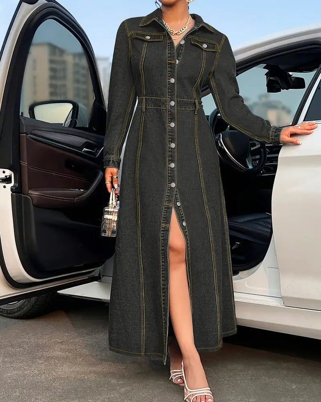 Robe longue noir en jean