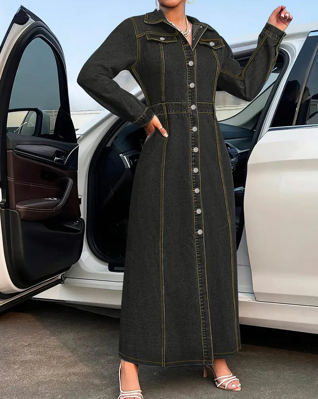 Robe longue noir en jean