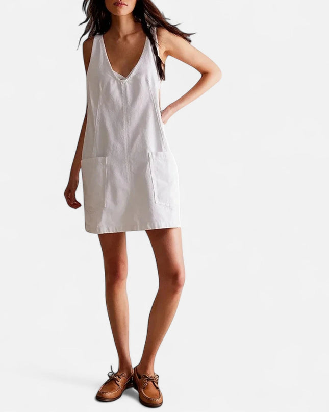 Robe salopette blanche en jean