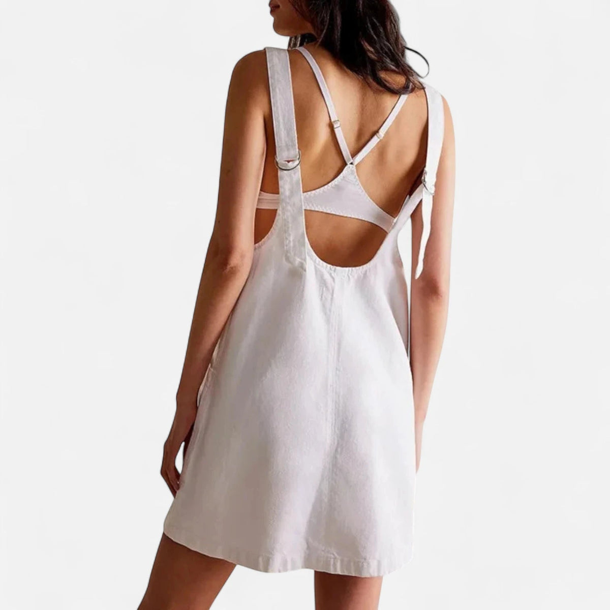 Robe salopette blanche en jean