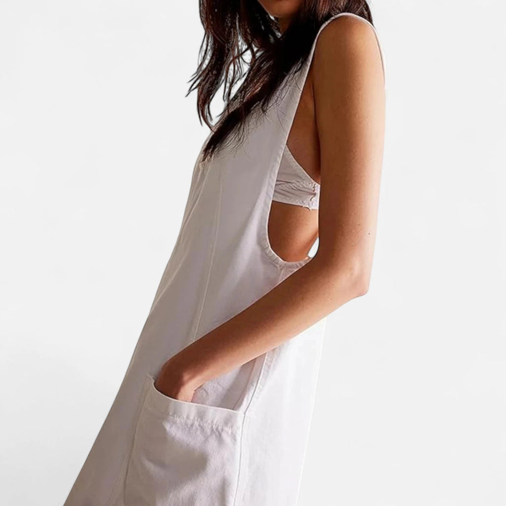 Robe salopette blanche en jean