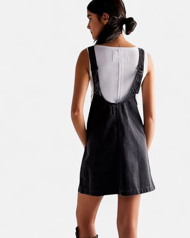 Robe salopette en jean noir