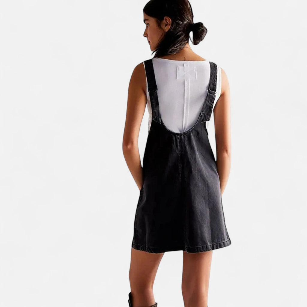 Robe salopette en jean noir
