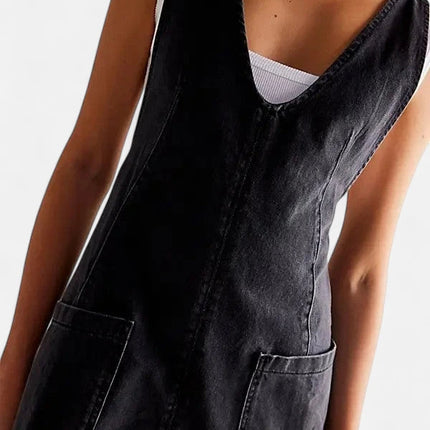 Robe salopette en jean noir