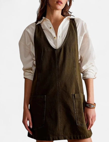 Robe salopette en jean verte