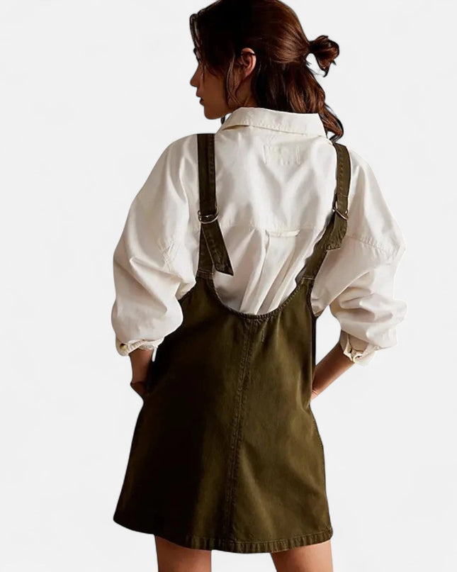 Robe salopette en jean verte