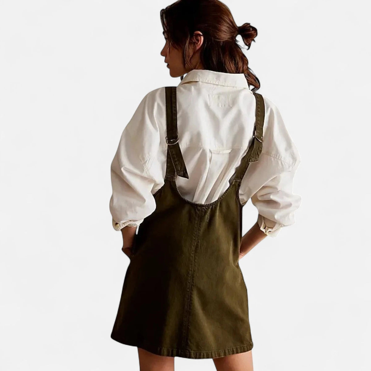 Robe salopette en jean verte