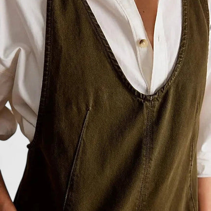 Robe salopette en jean verte