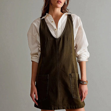Robe Salopette en Jean Verte
