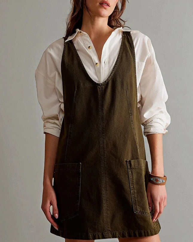 Robe Salopette en Jean Verte
