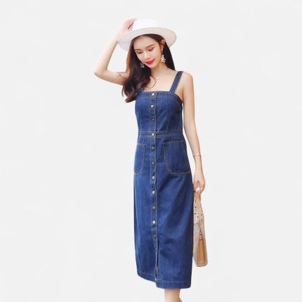 Robe salopette en jean vintage femme