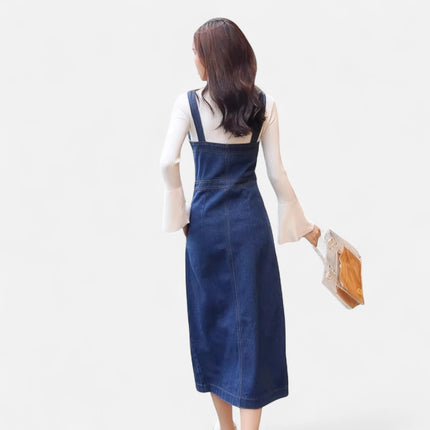 Robe salopette en jean vintage femme