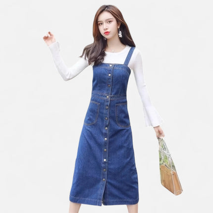 Robe salopette en jean vintage femme