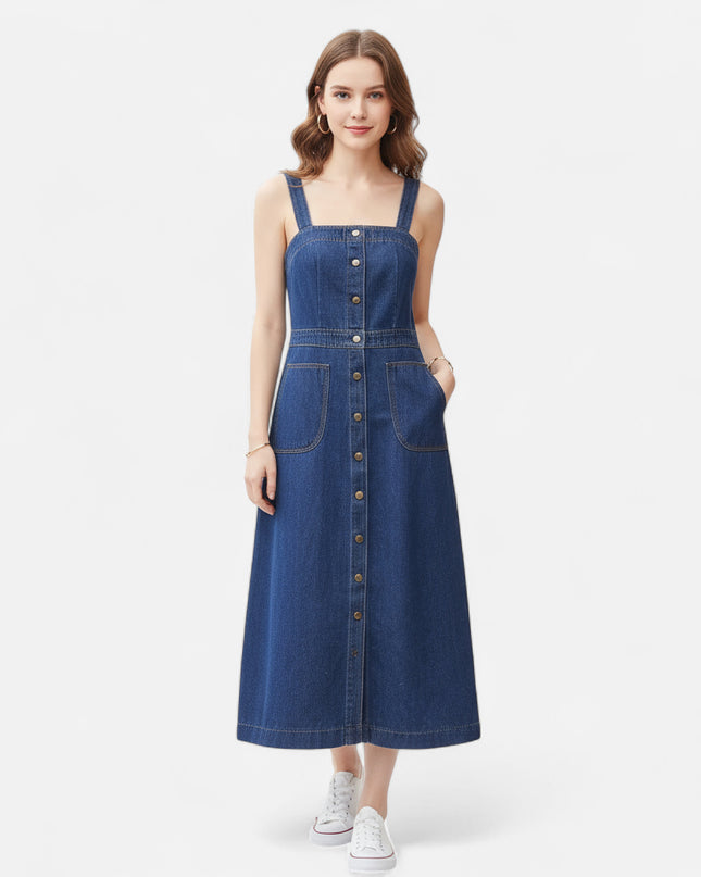 Robe salopette en jean vintage femme