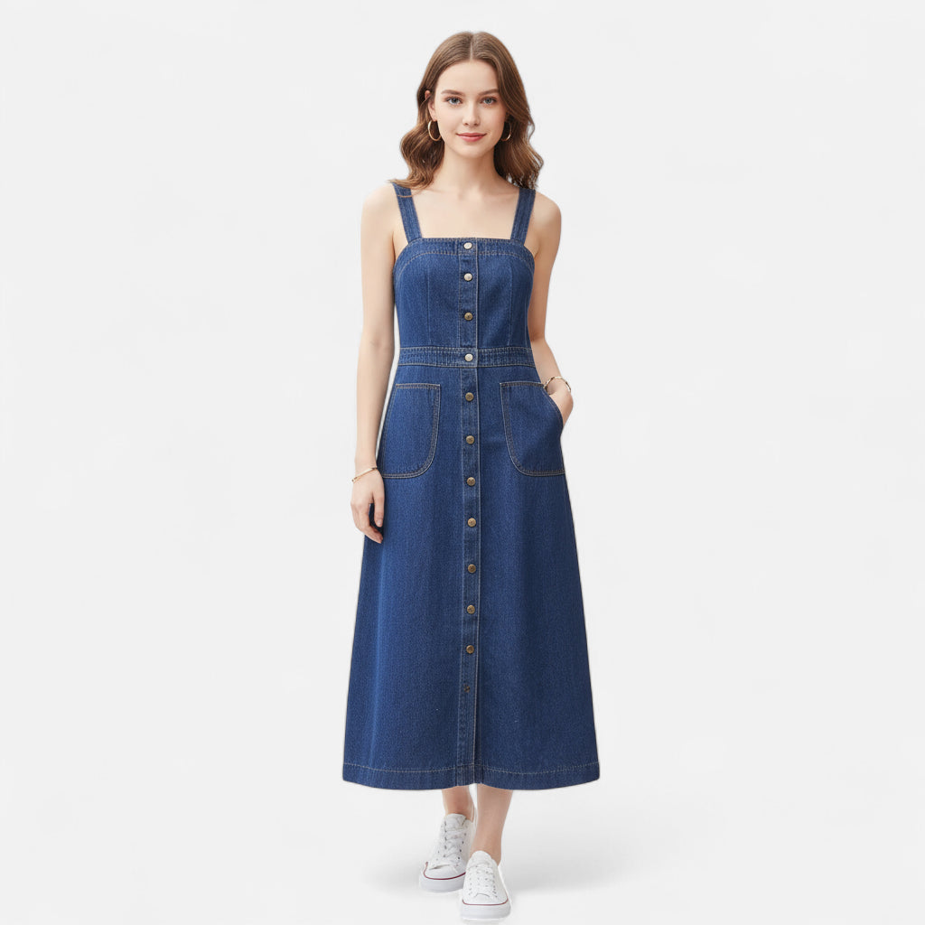 Robe salopette en jean vintage femme