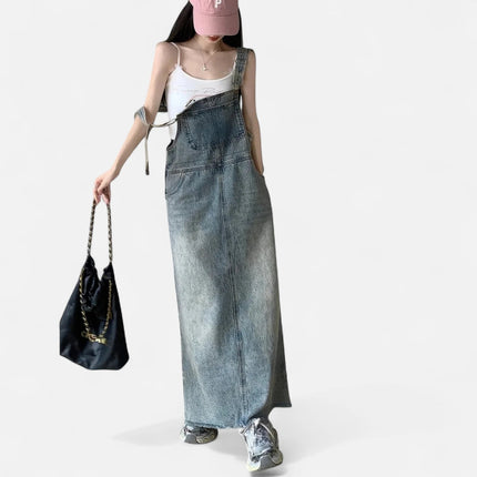 Robe salopette jean longue