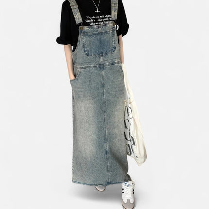Robe salopette jean longue