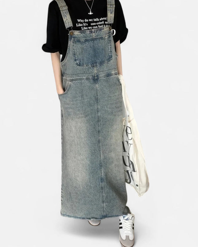 Robe salopette jean longue