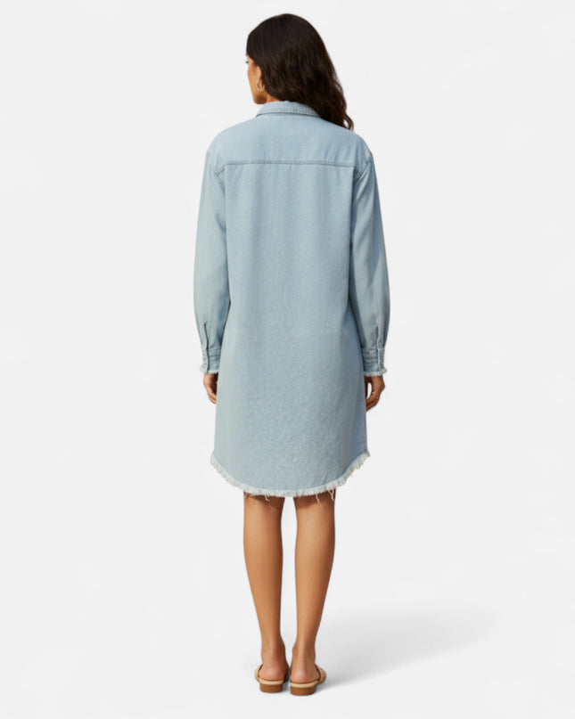 Robe chemise en jean mi-longue