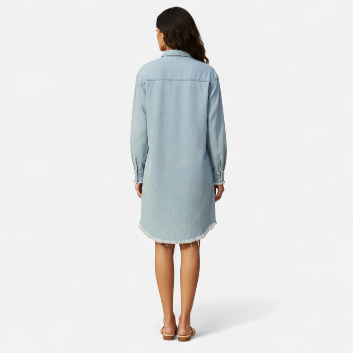 Robe chemise en jean mi-longue