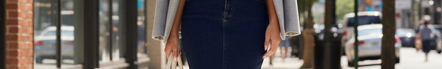 Robe chemise en denim brut, coupe droite midi ajustée avec ceinture, col classique et poches poitrine à rabat.