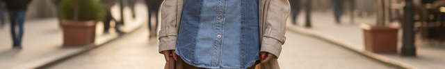 Robe en jean patchwork bicolore sans manches, coupe mini chemise cintrée avec boutons et col classique.
