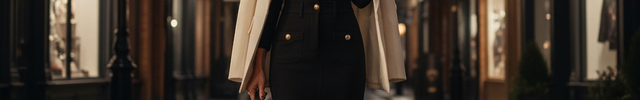 Robe chemise noire mi-longue ceinturée à boutons dorés avec col à revers et fente frontale.