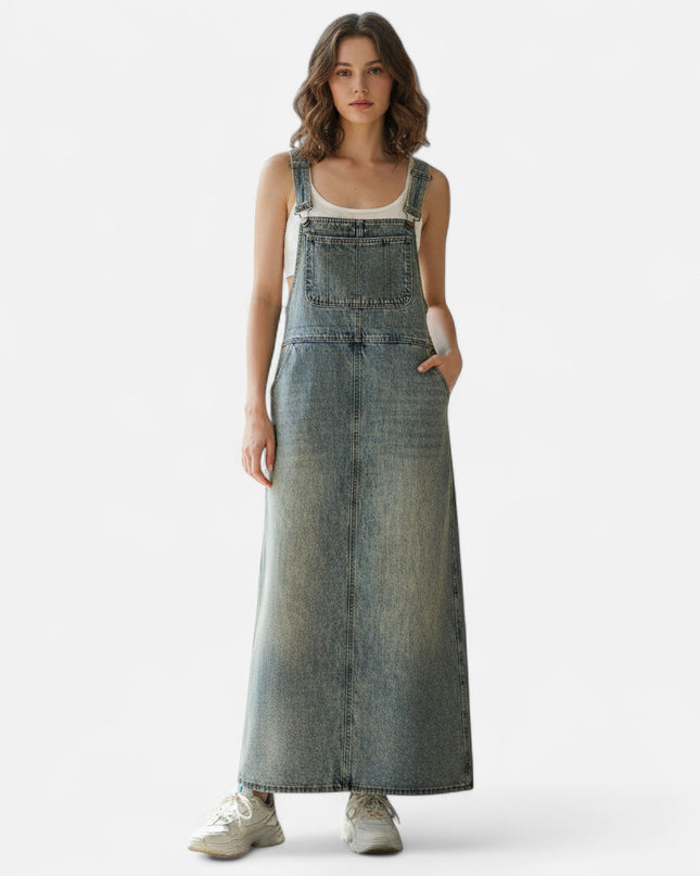Robe salopette jean longue