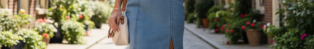 Robe en jean bleu clair courte, ajustée, sans manches, col arrondi et fente discrète sur le devant.